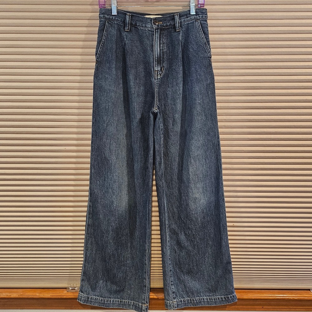 Madewell The Harlow Wide-Leg Jean Indigo Blue High Rise Pleated Denim 26